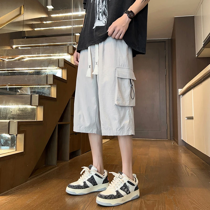 

Мужские летние спортивные брюки-карго из ледяного шелка с охлаждающим эффектом, свободные, повседневные, в стиле милитари