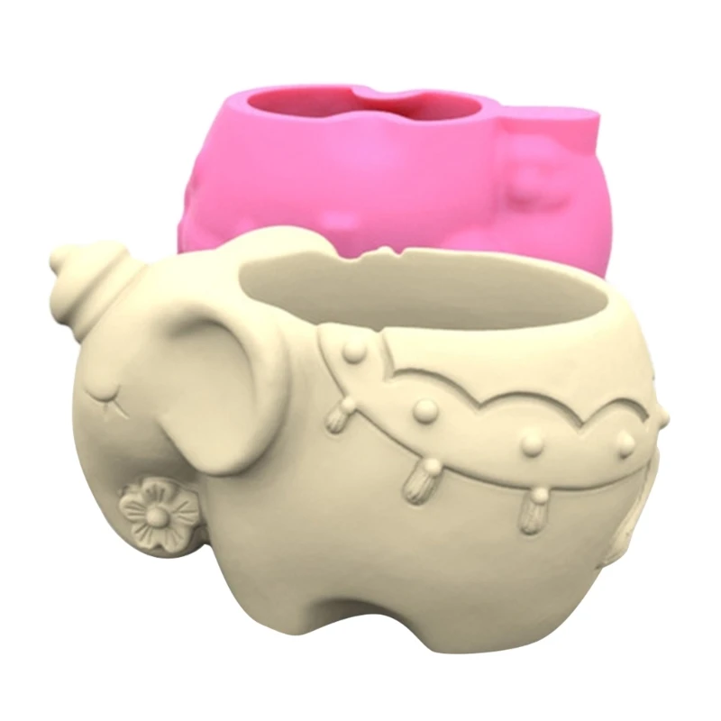Elephant Gypsum Silicone Mold Diy Succulents Concrete Flower Pot Vase Plaster Cement Mold Clay Mold Pen Holder Mold