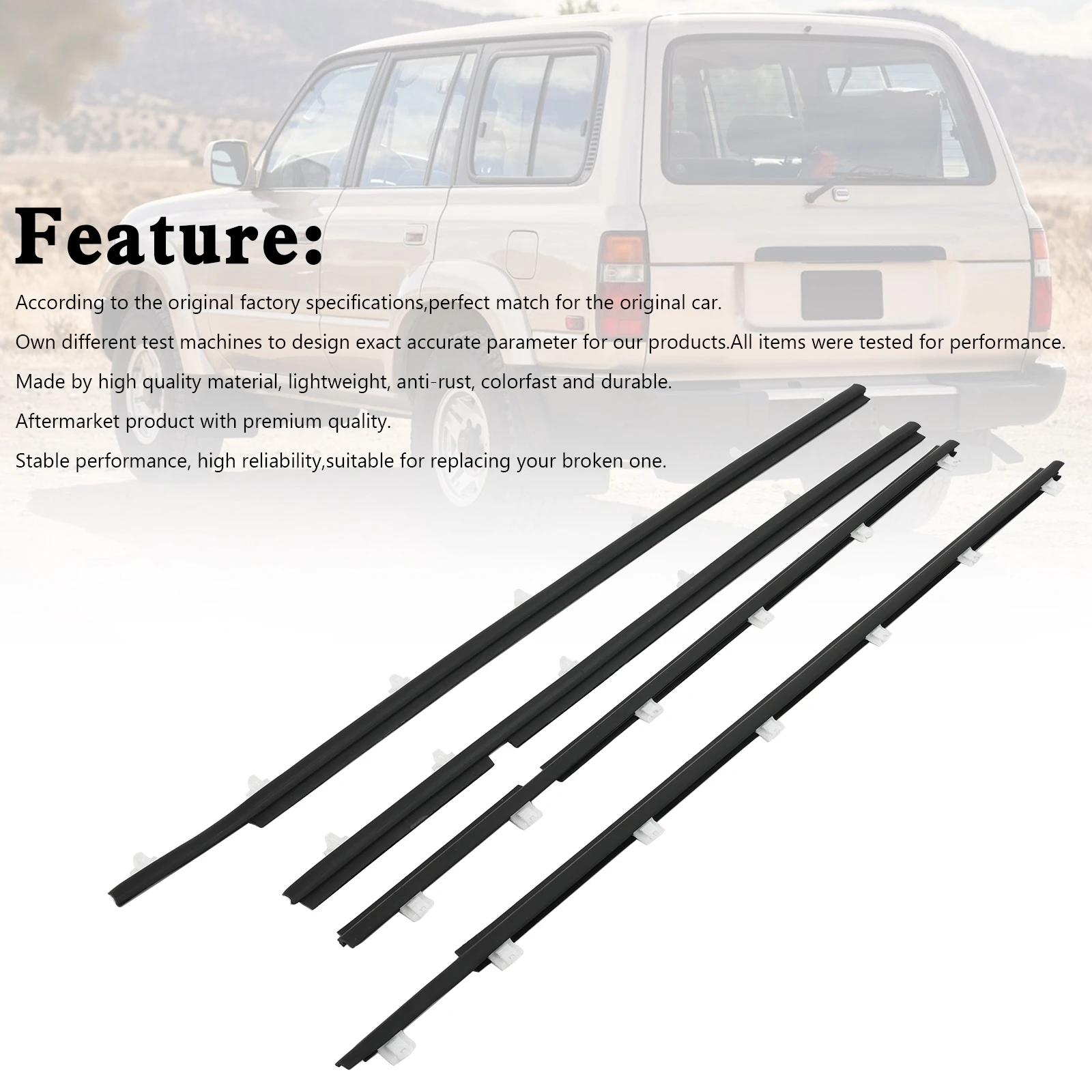 

Artudatech 4pcs Outer Weatherstrip Door Belt Seal For Toyota Land Cruiser FJ80 HDJ81 90-98