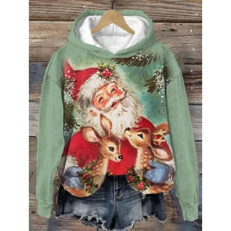 Unisex casual top 3D-print grappige kerstman hoodies lelijke schattige cartoon kersttrend trui sneeuwpop sterren vakantie sweatshirt