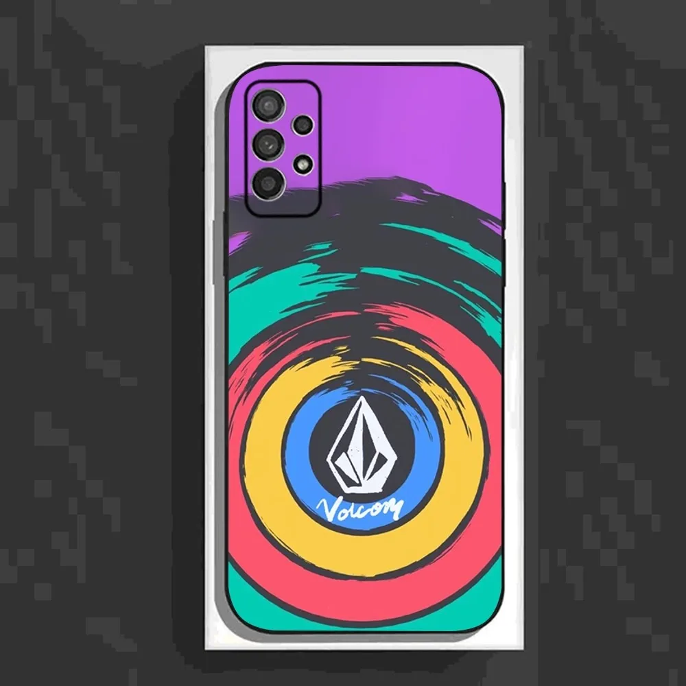 L-Luxury V-VOLCOM-S Sport Style Phone Case For Samsung Galaxy A13,A21s,A22,A31,A32,A52,A53,A71,A80,A91 Soft Black Cover