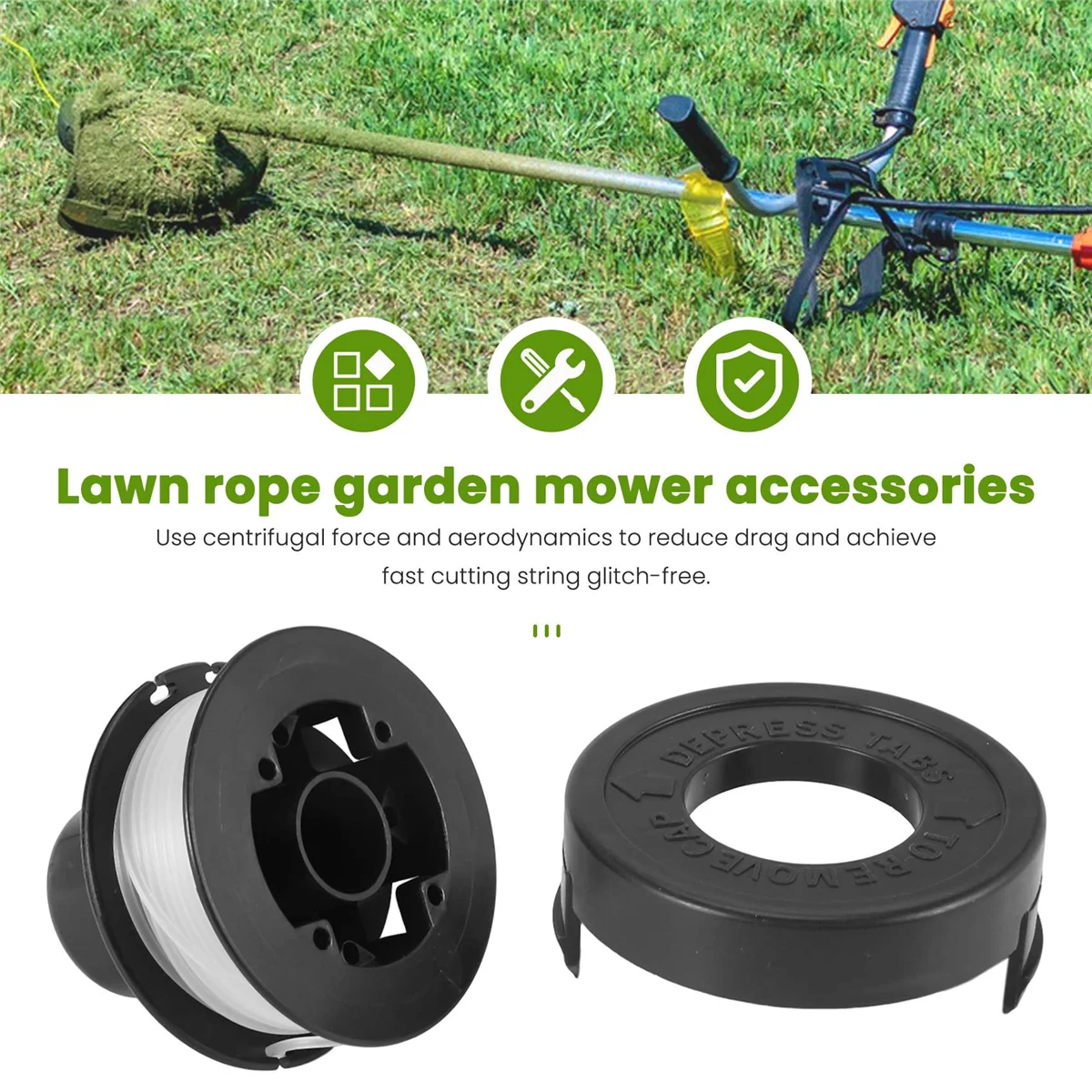 RS-136 Replacement String Trimmer Spool Line for BLACK+DECKER ST4000 ST4500 (1 Spool, 1 Cap and 1 Spring)