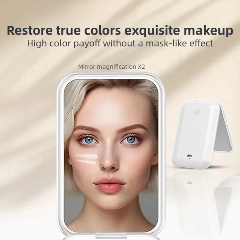 مرآة اختبار واقية من الشمس الذكية للأشعة فوق البنفسجية من TINSOL مع كاميرا عالية الدقة وضوء إضافي 2x مرآة سفر مكبرة لاختبار الواقي من الشمس