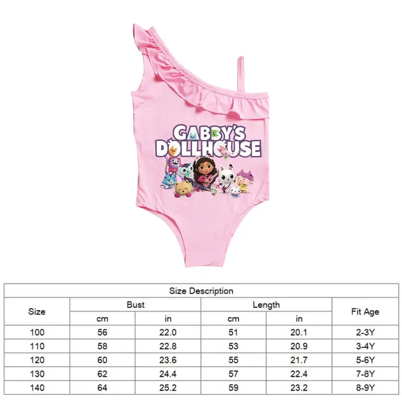 l2025l Halloween  Summer Gabbys Dollhouse Swimsuit For Baby Girl Swimwear Gabby Doll House Kid Cartoon Sling Ruffles Bikini Bath