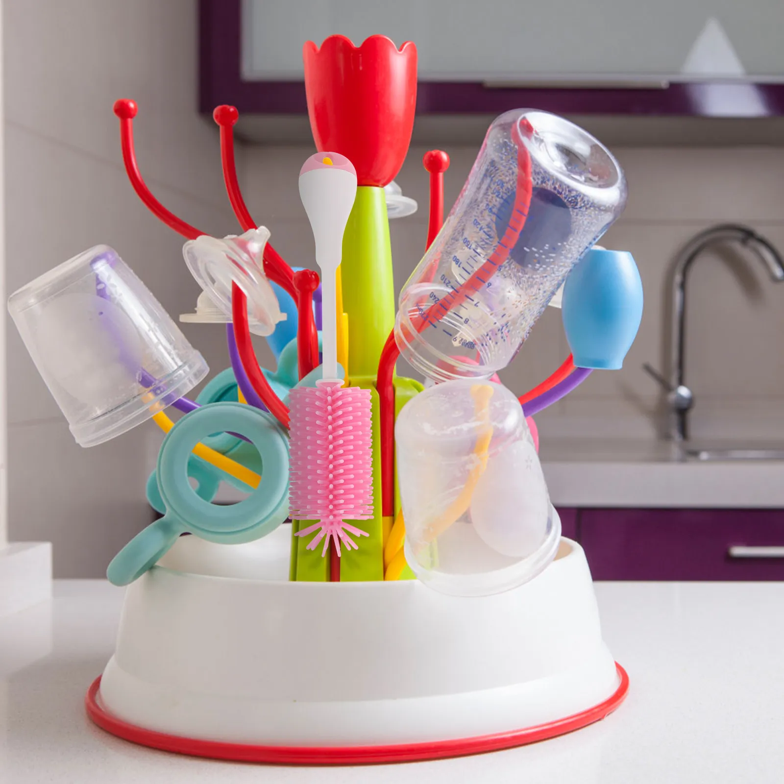 3Pcs Food Safe Silicone Baby Bottle Brush Set Long Handle Cup Washer Ergonomic Non Scratch Bottle Cleaning Supply Kit