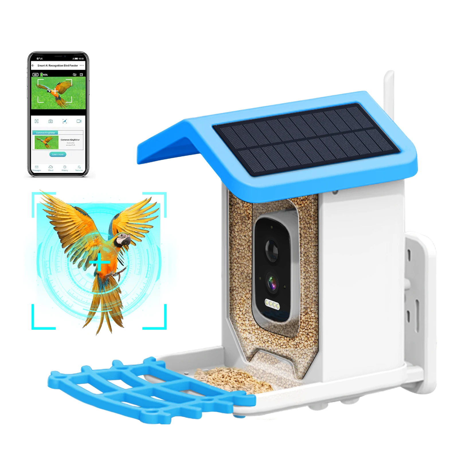 Automatic Bird Feeder, Smart Bird Feeder with Camera，with Solar Powered, Wireless Outdoor Bird Feeder with Camera Wifi