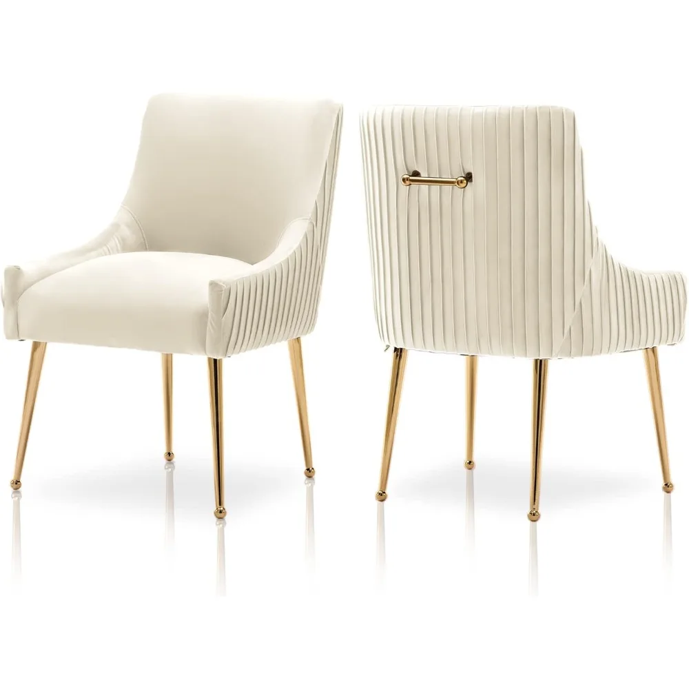 

Dining Chairs, Accent Chairs Set of 2, Modern Upholstered Kitchen Dining Room Chairs with Gold Legs, Fabric Tufted Velvet Living