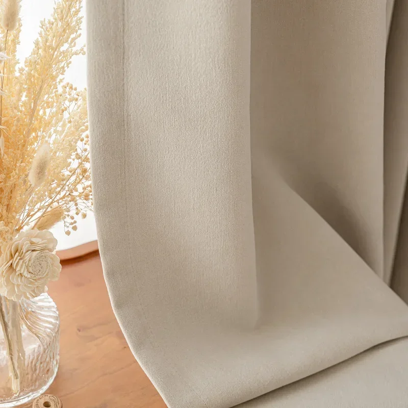 N3095 chenille thickened high blackout curtains light French cream style finished product