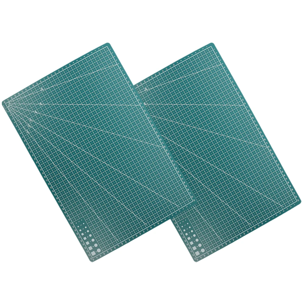 

2 Pcs Double sided Cutting Mats 45x30cm Green A3 Craft Engraving Pad Non slip Durable PP Sewing Tools Plastic