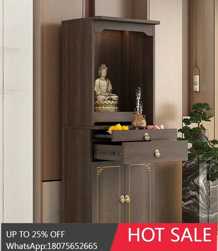 SGF New Chinese Vertical Cabinet God of Wealth Guanyin Guan Gong Shentai Offering Table Household Incense Case