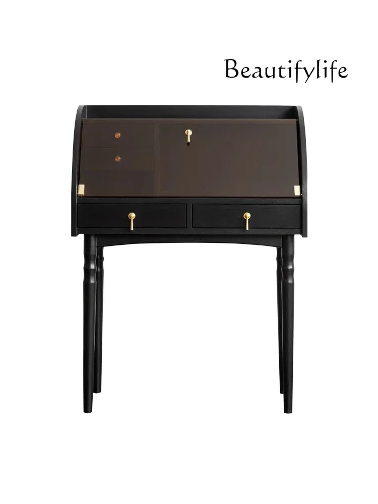 

Dresser retro light luxury Nordic small apartment makeup table storage solid wood carving high-end glass