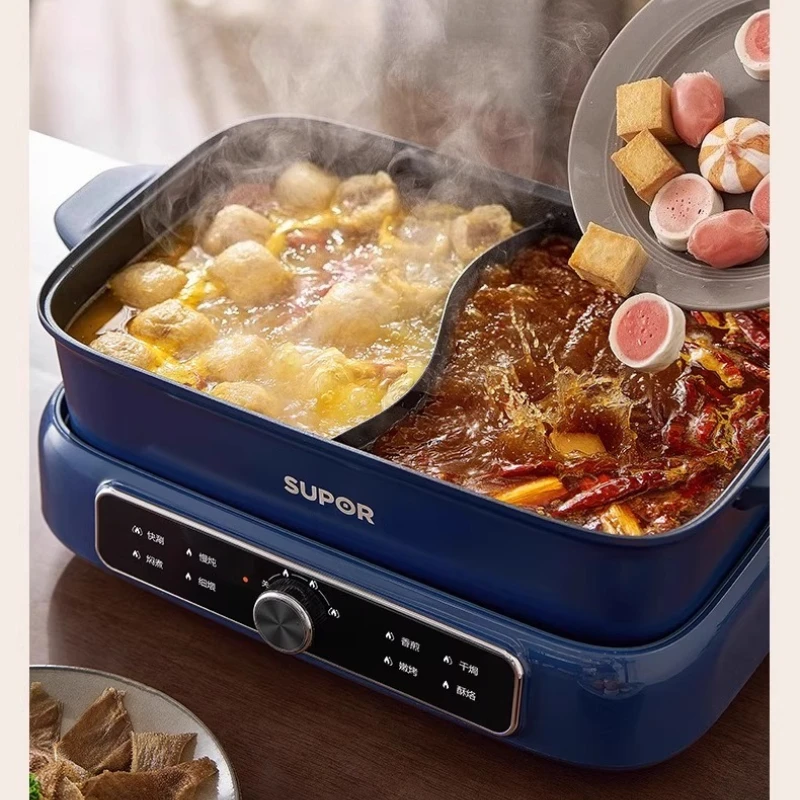 وعاء تسخين كهربائي مزدوج النكهة غير لاصق سعة 7 لتر قابل للفصل للمنزل متعدد الطباخ بالبخار
