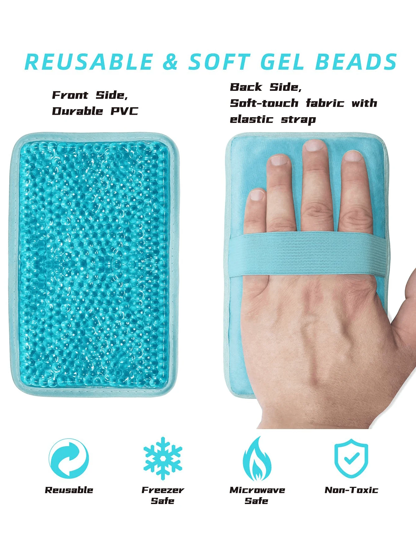 Small Square Bag of Gel Beads Ice Pack, Reusable Hot and Cold Packs, Suitable for Shoulders,  Cooling and Ice Packs in Summer