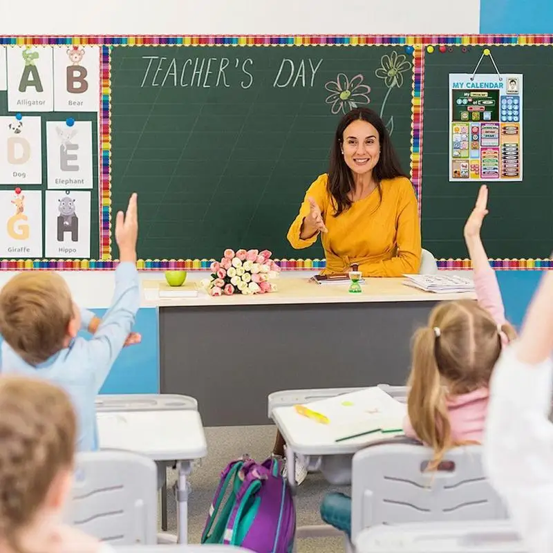 Pencil Border For Bulletin Board 65ft Rolled Border Trim With Pencil Patterns Paper Borders Border For Back-to-School Walls