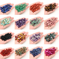 Natural Stone Loose Beads 4 6 8 10mm Amethyst Lava Turquoise Round Charms Crystal Bead for Jewelry Making DIY Bracelet Necklace