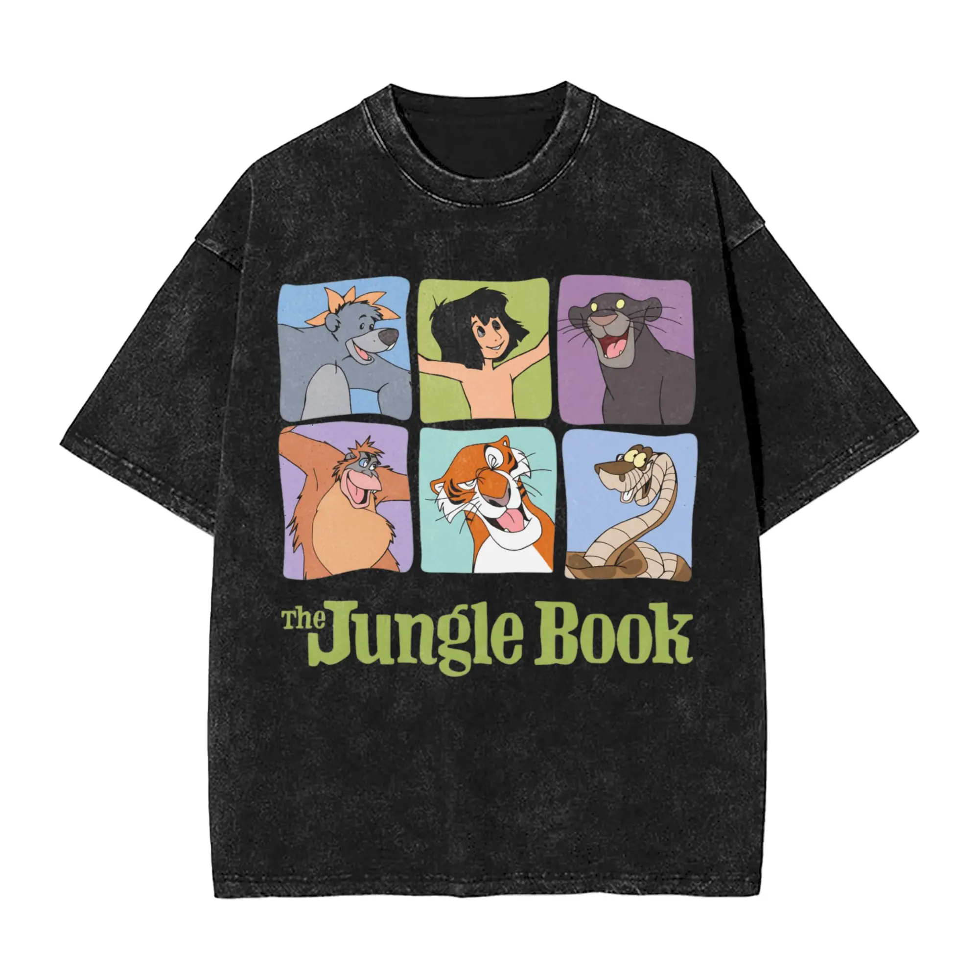 Unique The Jungles Books T-Shirts Men Crew Neck Cotton Washed T Shirts  Short Sleeve Tee Shirt Graphic Printed Clothes