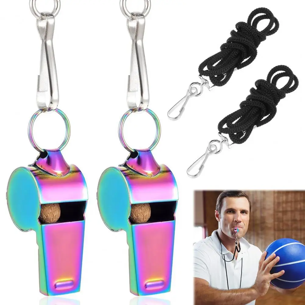 

Stainless Steel Whistle Professional Stainless Steel Sports Whistle Set with Lanyard Loud Crisp Sound for Kids for Sports