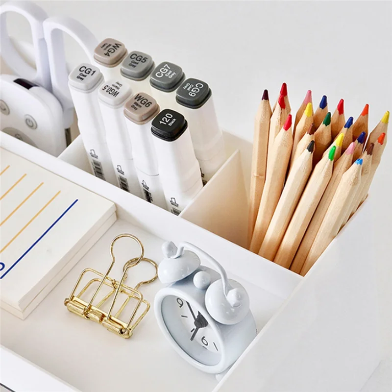 Multifunctional Desk Organizer, Desk Organizer with 4 Drawers Desk Organizer Drawers White