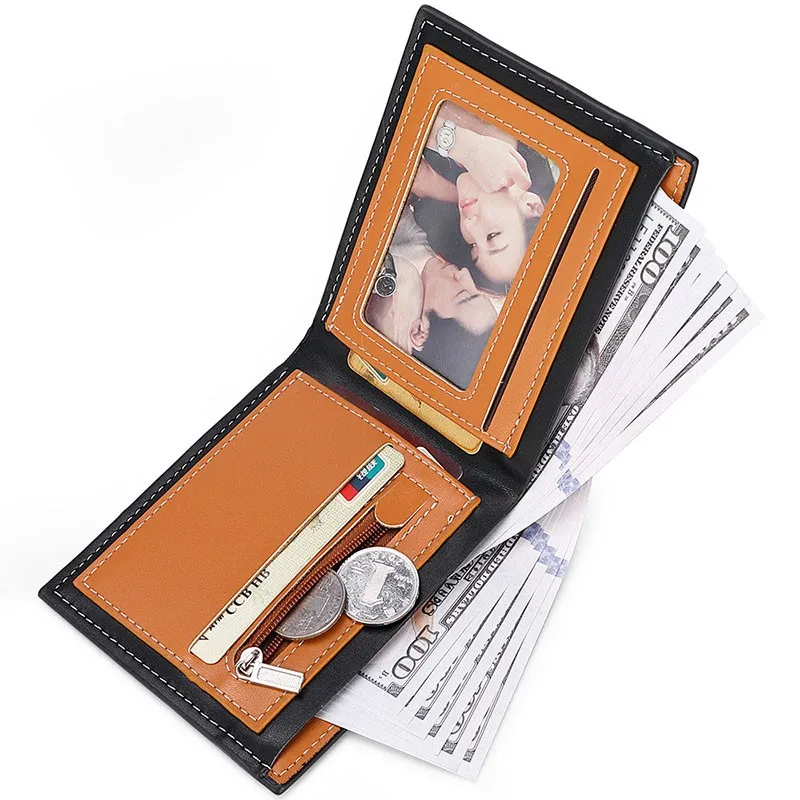 Dompet pria serat karbon 2024 dompet horisontal ritsleting Retro dompet koin kotak-kotak kulit PU pria tempat kartu multifungsi