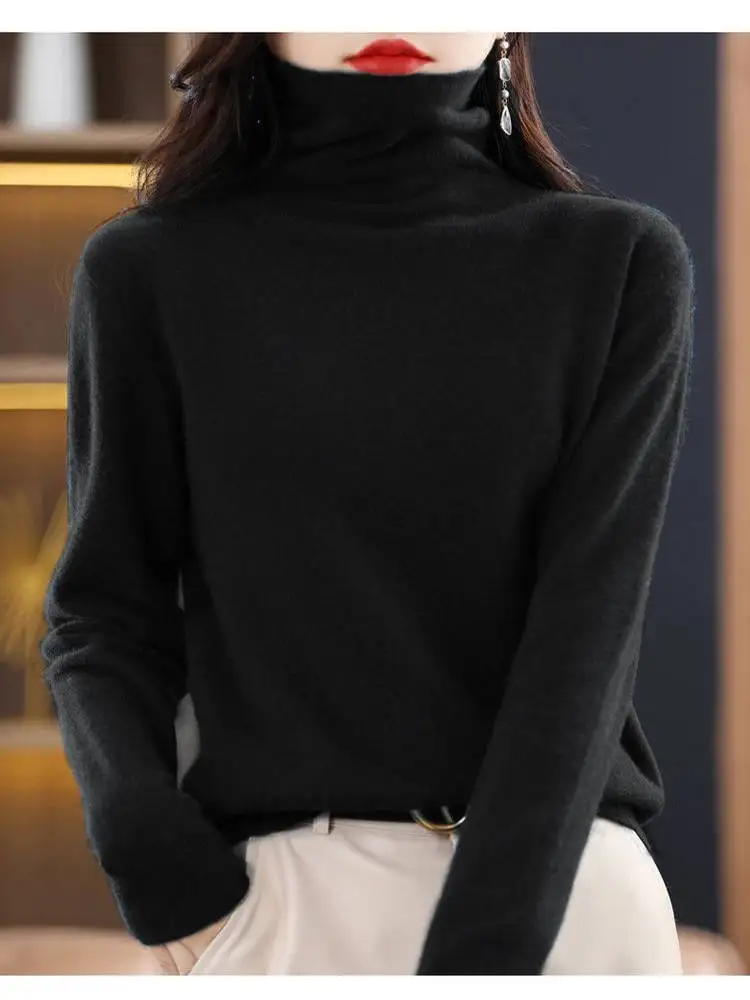 Ele ハイネ レディース ニット ウール セーター 秋冬 ベースレイヤー 高級 カメレ カジュアル ルーズフィット ロングスリーブ