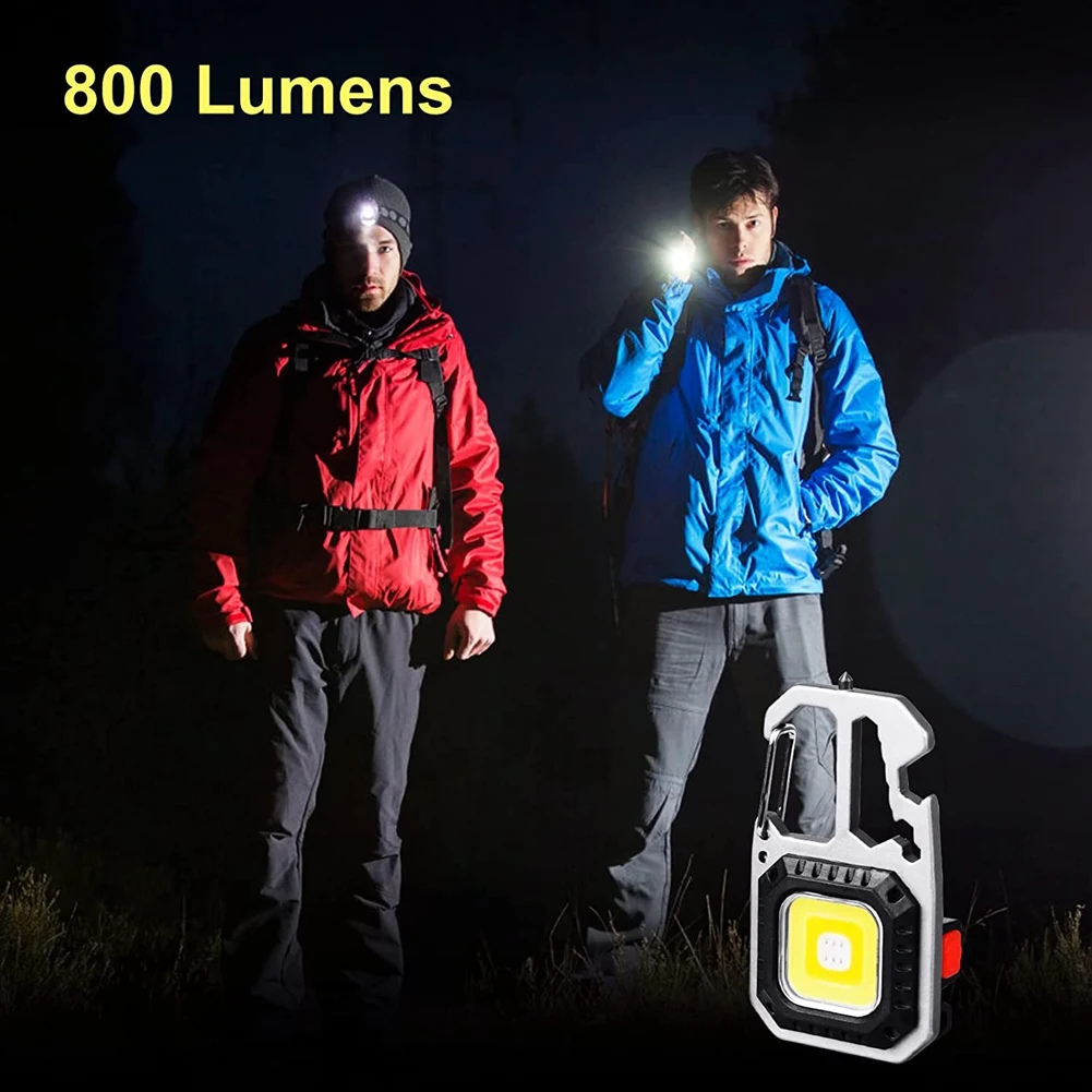 Mini Work Light, 7 Modes, LED Inspection Lights, Keychain Torch, 800 Lumens, Rechargeable Work Lamp with Bottle Opener