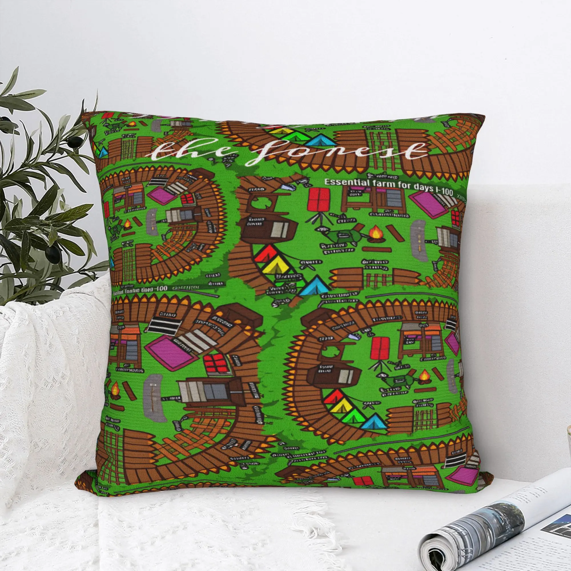 Pillow Cover 99 Nights in The Forest Game Map Printed  Retro Trendy Pillow Case For Sofa Home Decoration Pillowcases