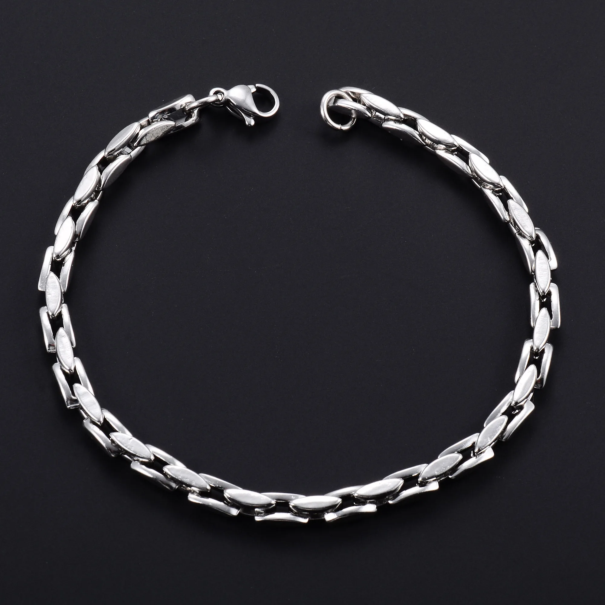 4.2mm Stainless Steel Bracelet Link Chain for Women Men Punk Rock Boy Chunky Metal Jewelry Wristband Anklets Ankle Hand Chain