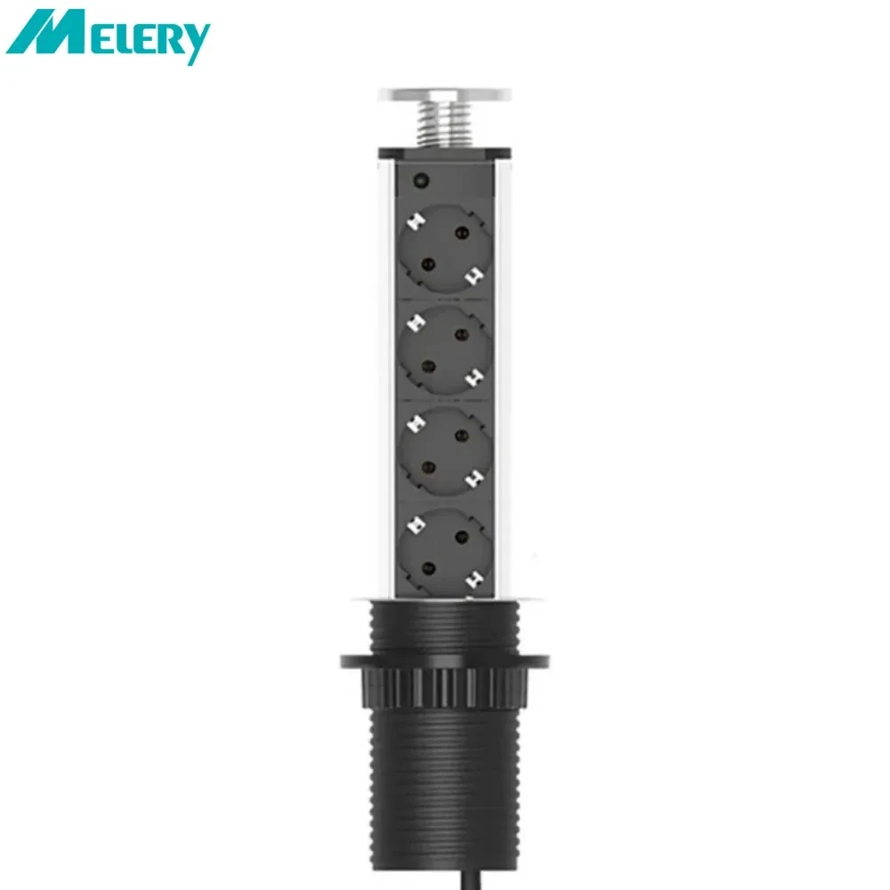 Melery Table Power Strip Socket Pop Up Electrical Plug EU Germany 3/4/5 Way Outlet Home Desk Office Kitchen 1.8m Extension Cord