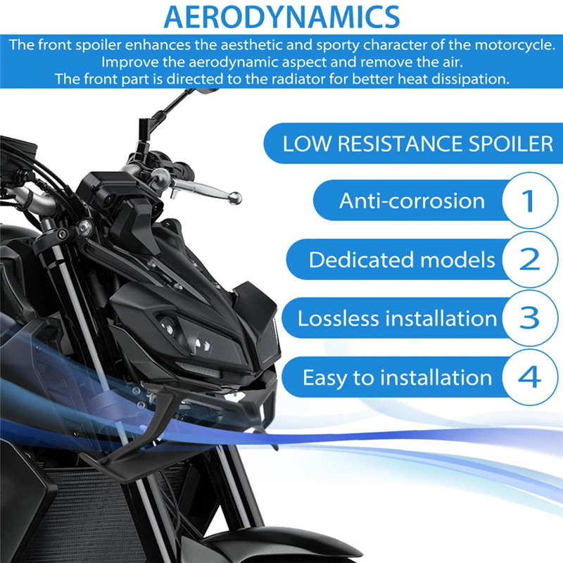 Для Yamaha MT09 MT-09 SP 2017 - 2020 2019 мотоциклетные Спойлеры снижения силы Naked Front Winglet аэродинамическое крыло комплект переднего спойлера