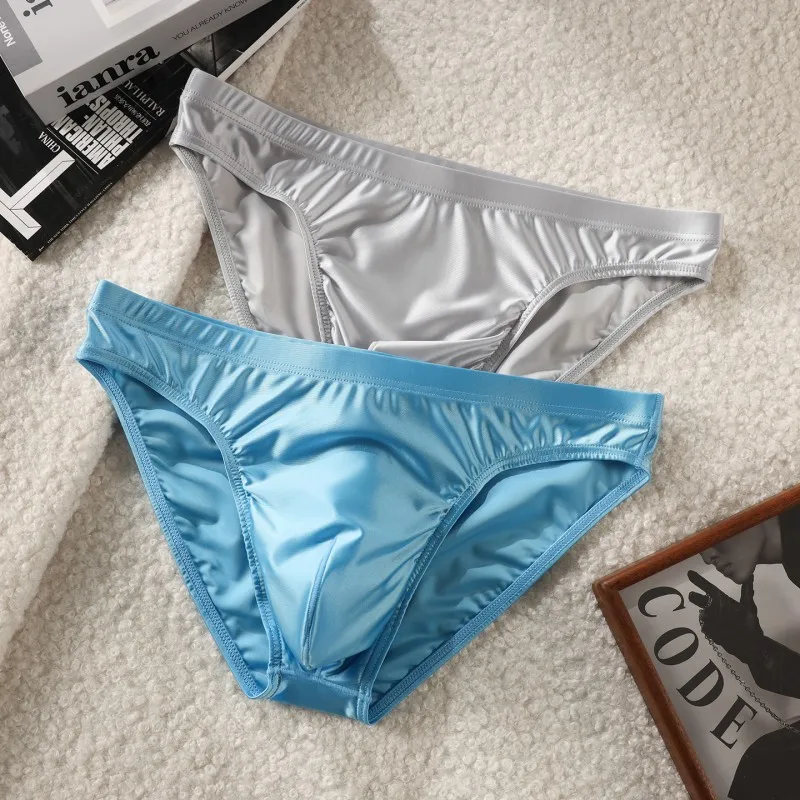 Men Solid Briefs Underwear Man Sexy Glossy Underpants Cuecas Calzoncillos Ropa Interior Hombre Slips Male Pouch Panties