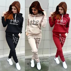 FAITH HOPE LOVE Women‘s Hoodie Pant Sets Sport Wear Pullover Plus Size Sweatshirts Sweatpants Jogging Tracksuit