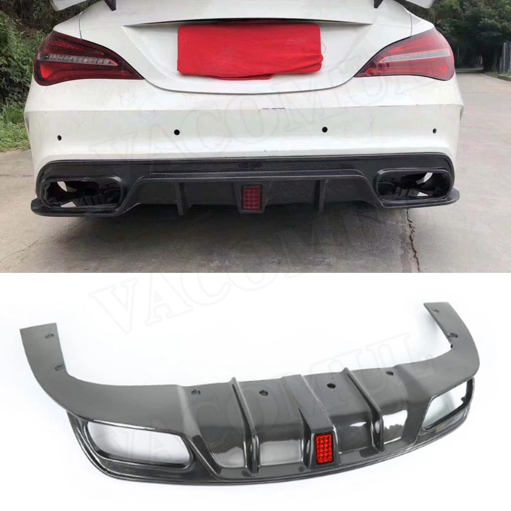 VACOMUL Carbon Fiber Rear Lip Spoiler Diffuser for Benz CLA Class W117 CLA200 CLA250 CLA260 CLA45 2013-2018 With LED Light FRP