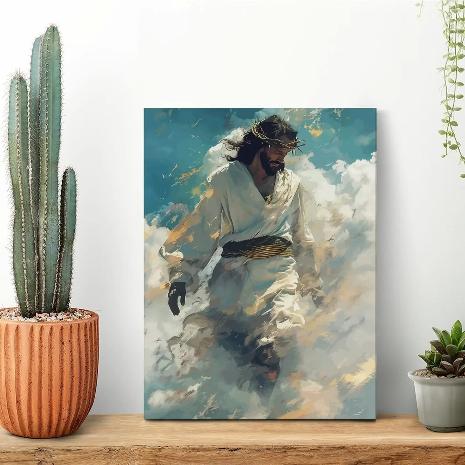Jesus Christ In Clouds Canvas Painting Club Design Create Pub Mural Classic Framed Wall Paintings
