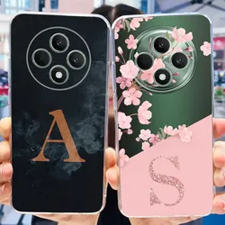 For OPPO Reno12 F Case Cute A Z Letters Flower Transparent Soft Silicone Phone Back Cover For OPPO Reno 12F 5G Reno12F 2024 Capa