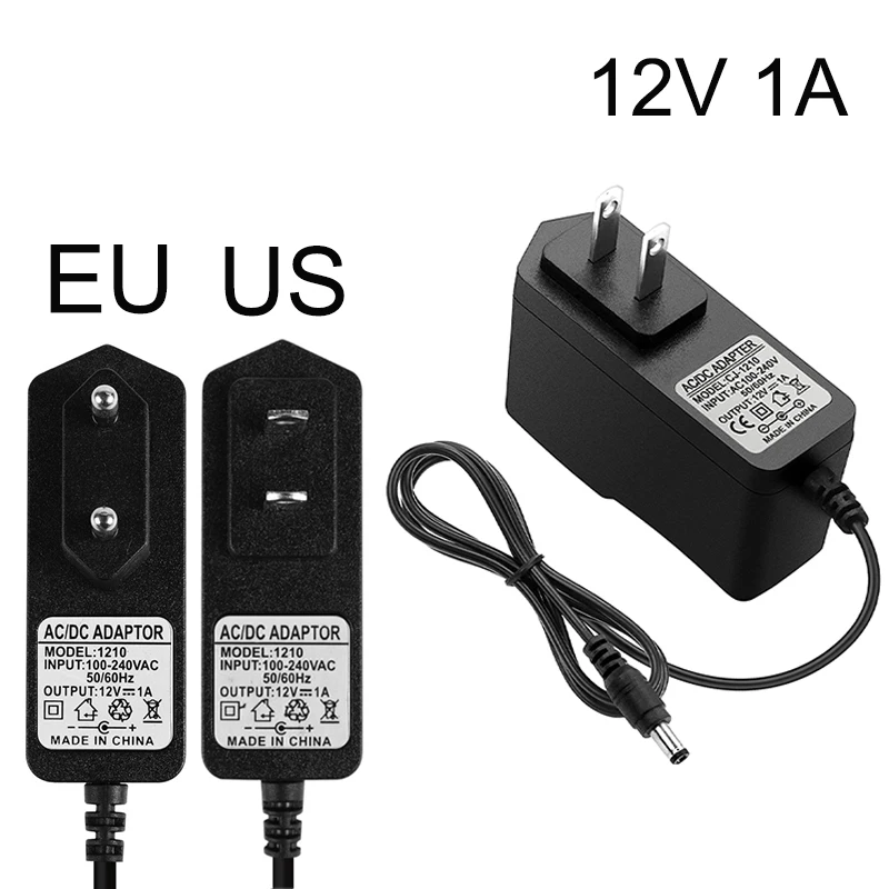 12W 12V Power Adapter With Charge Lamp 1A LED Lights Transformers Wall Charger EU US Plug For CCTV IP Camera LED Strip Light