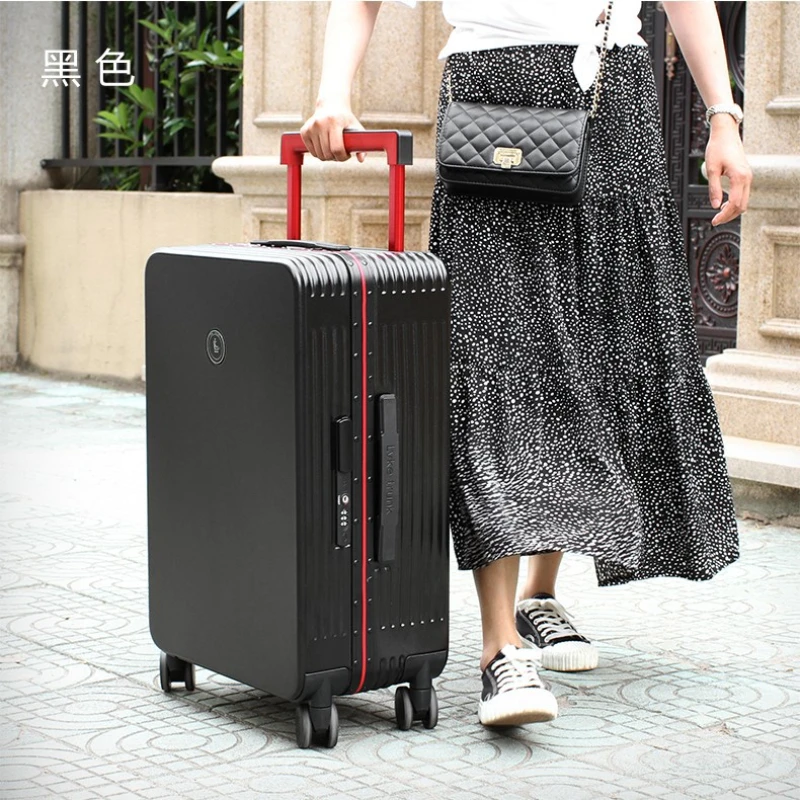 Draw-Bar Luggage Wide Fashion Aluminum Frame Universal Wheel Passenger Travel Suitcase with Combination Lock Boarding Bag