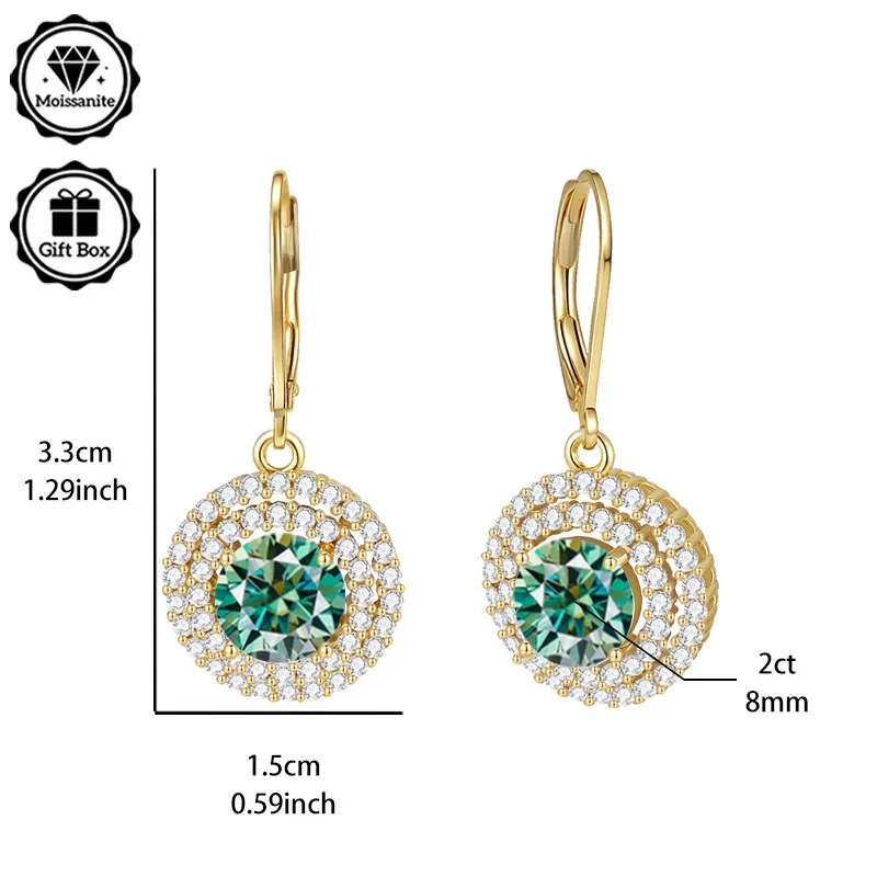 LAMVOICE Designer-Artikel von hoher Qualität, hypoallergene Ohrringe mit 4 Karat Moissanit, Valentinstag, Geschenk für Tochter