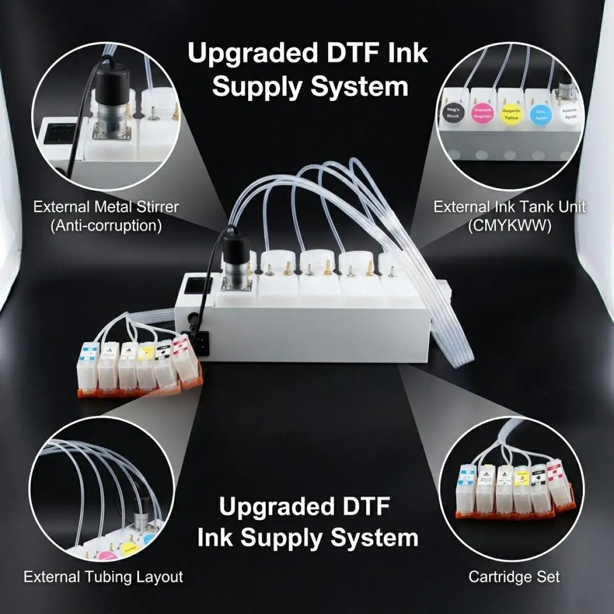 XP-15000 DTF Ink System CISS with damper and Cartridge For XP15000 XP-15000 Ink Tank Stirrer Timer Container Ink Supply System