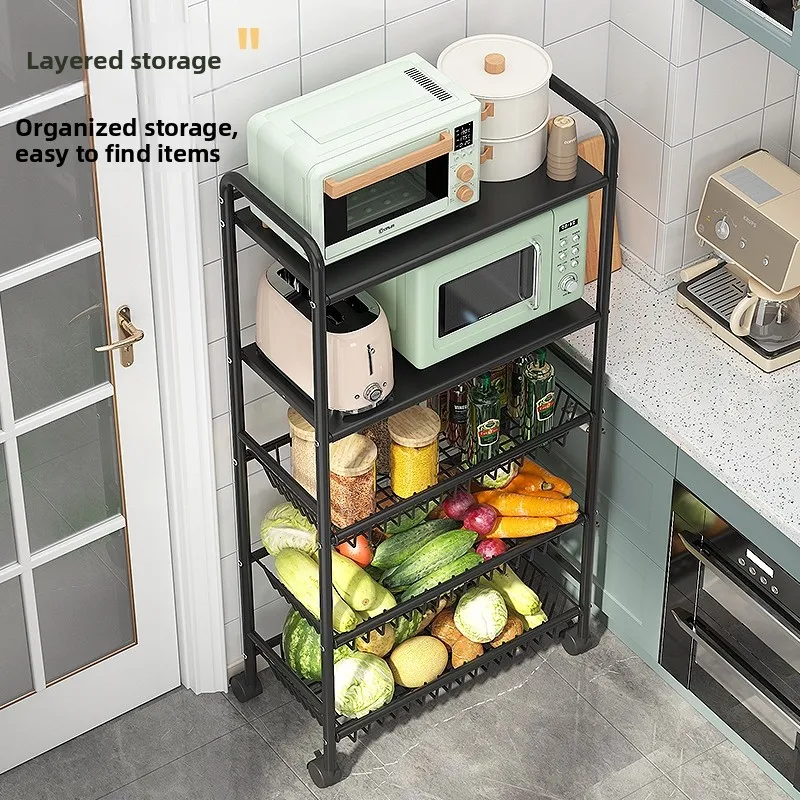 

Kitchen Storage Ra Stand Vegetable Basket Multi-Functional Mobile Home Use Creative Storage elf Utili und Mounted