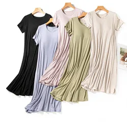 Women's Nightie New Modal Short Sleeve Home Wear Nightdress Casual Chest Pad Comfort Summer Nightgown Female Nightwear Dress