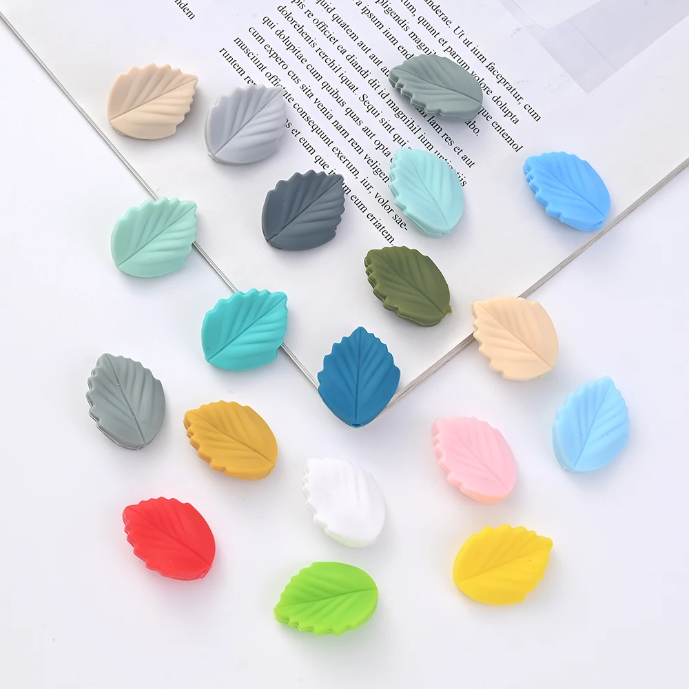 10Pcs Cartoon Leaf Silicone Bead Colored Focal Bead For Jewelry Making DIY Jewelry Bracelet Plastic Pen Fashion Accessories Gift