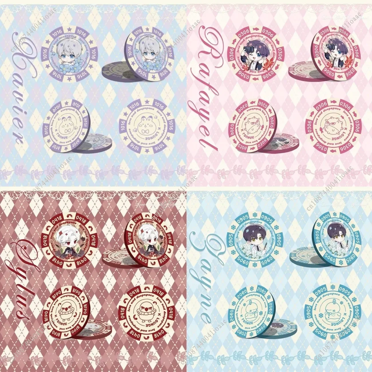 43 MILLIMETRI Amore e Spazio Profondo Sylus Rafayel Zayne Xavier Acrilico Chip Moneta Anime Cosplay Mostra Distribuzione Ventole Regalo Caldo