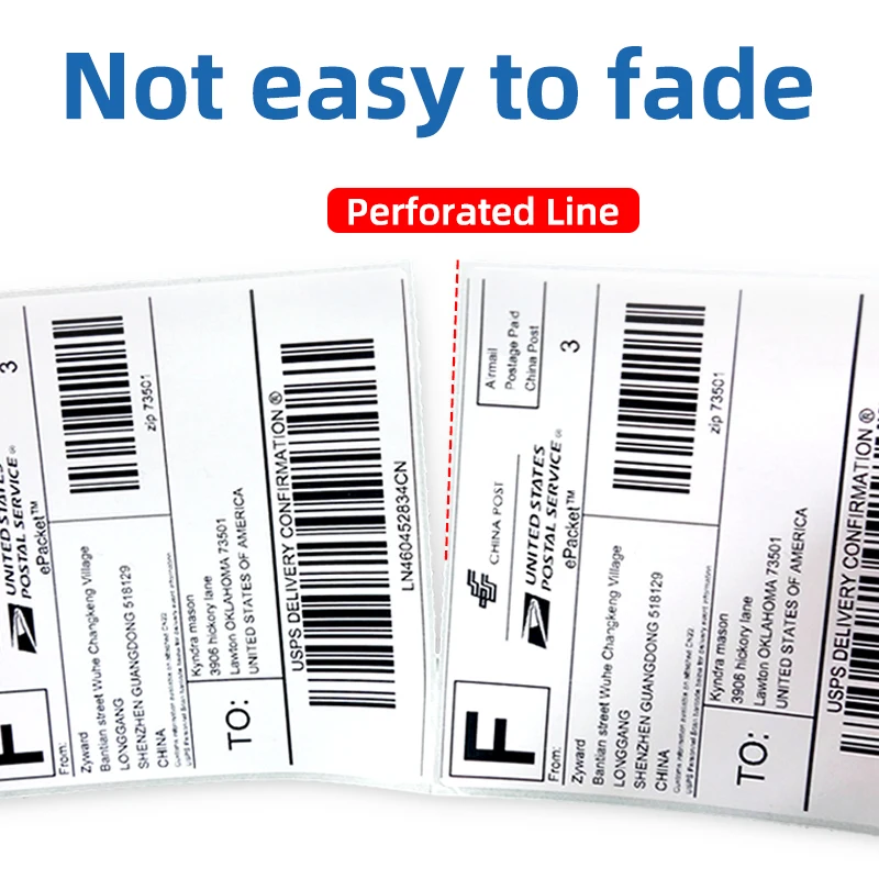 1 لفة، 330 ورقة، 10 × 15 سم (2) ملصقات ملصقات حرارية، ملصقات ذاتية اللصق لملصقات لوجستية للتسليم السريع، متوافقة مع طابعات الملصقات الحرارية لسطح المكتب