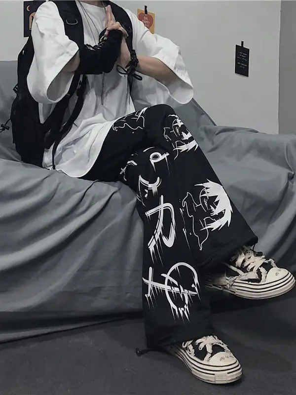 

k Bla Men's Casual Straight Leg Pants Loose Fit Printed Waist Youthful Energy All-Season Color Straight Leg Trousers