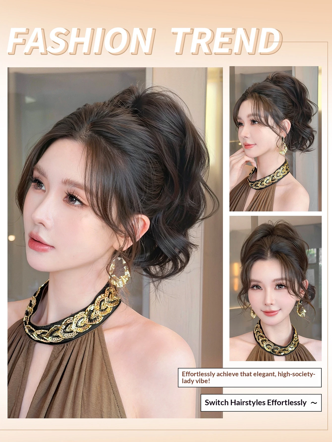 Synthetic Mermaid Curly Messy Bun Elastic Hair Accessories Women Daily Use Heat Resistant Fiber Hair Styling Tools