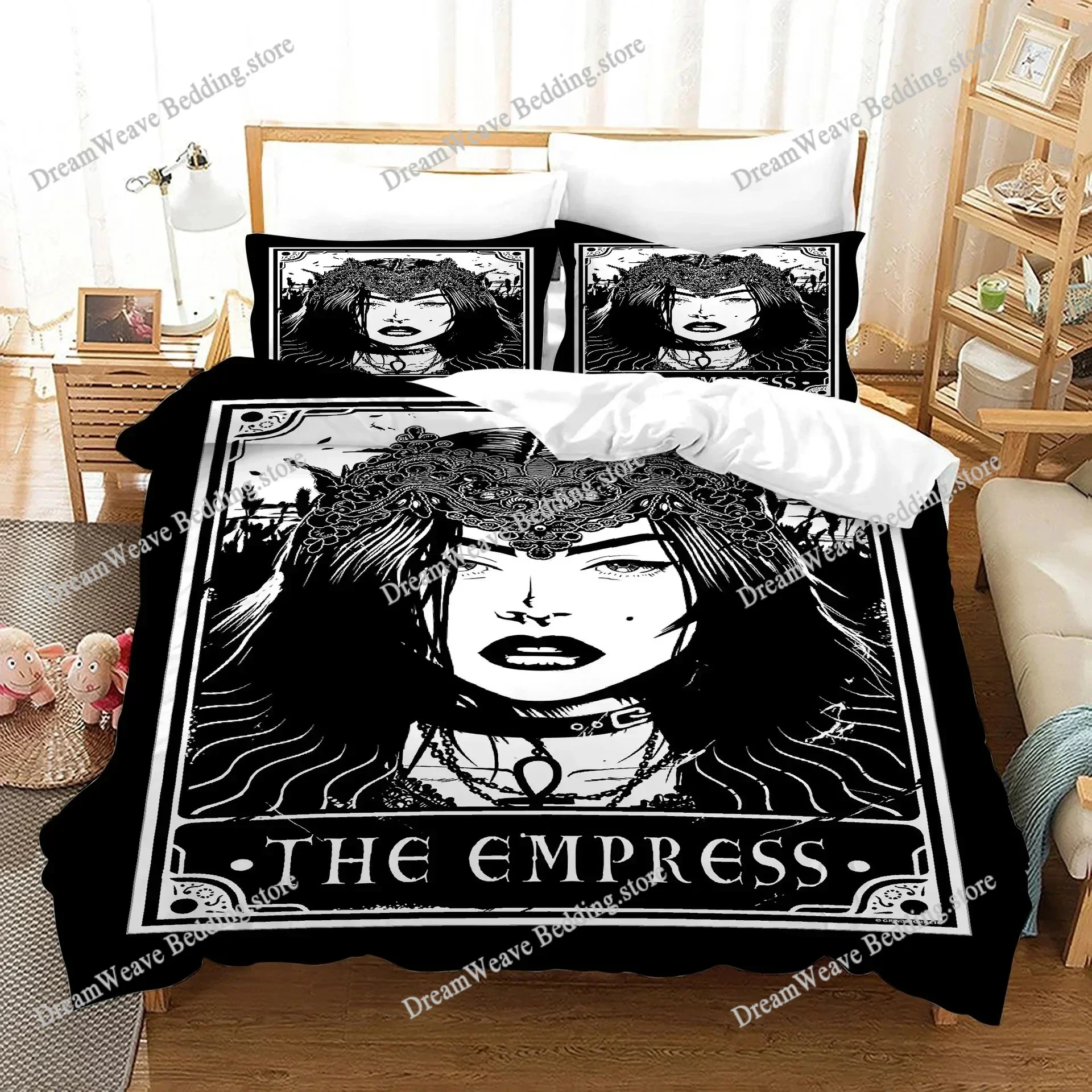Tarot Cards Sun Black White Witch Wicca Fortune Telling Element Style Duvet Cover Pillow Case Bedding Set Quilt Cover Double Bed