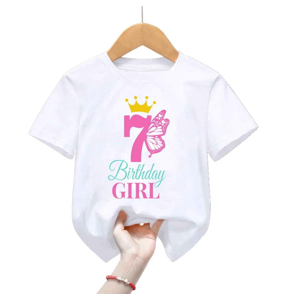 Birthday Surprise! Cute Princess Crown T-Shirt for Girls 1-11th Celebration, Short Sleeve Tops