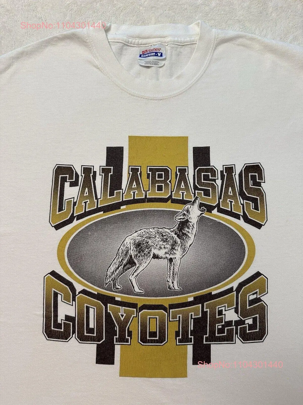 Винтажная футболка-талисман Y2K Calabasas California High School Coyotes 2000-х годов, M L, с длинными или короткими рукавами