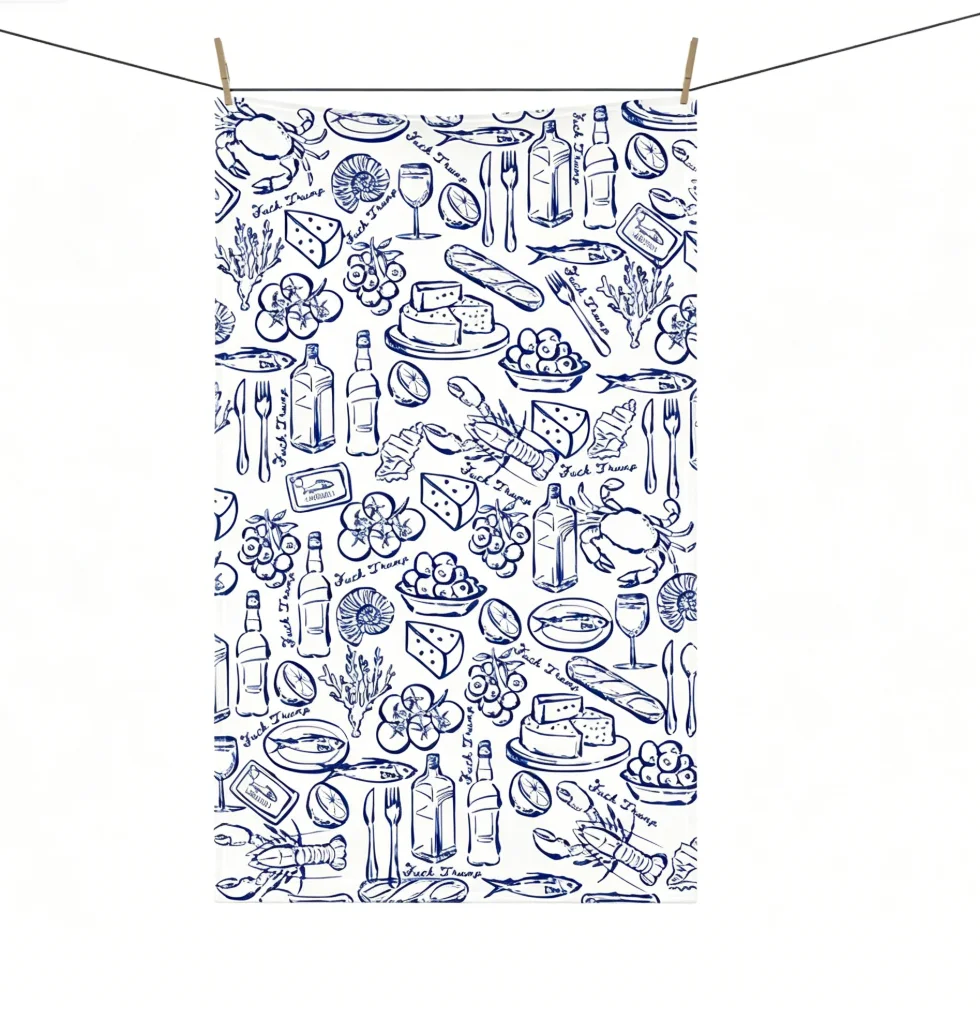 Blue Sardines Subtle Fuck Beach Days Tea Towel Boho Kitchen Decor Anti Trump Mom Home Decor French Seaside Towel Mothers Day