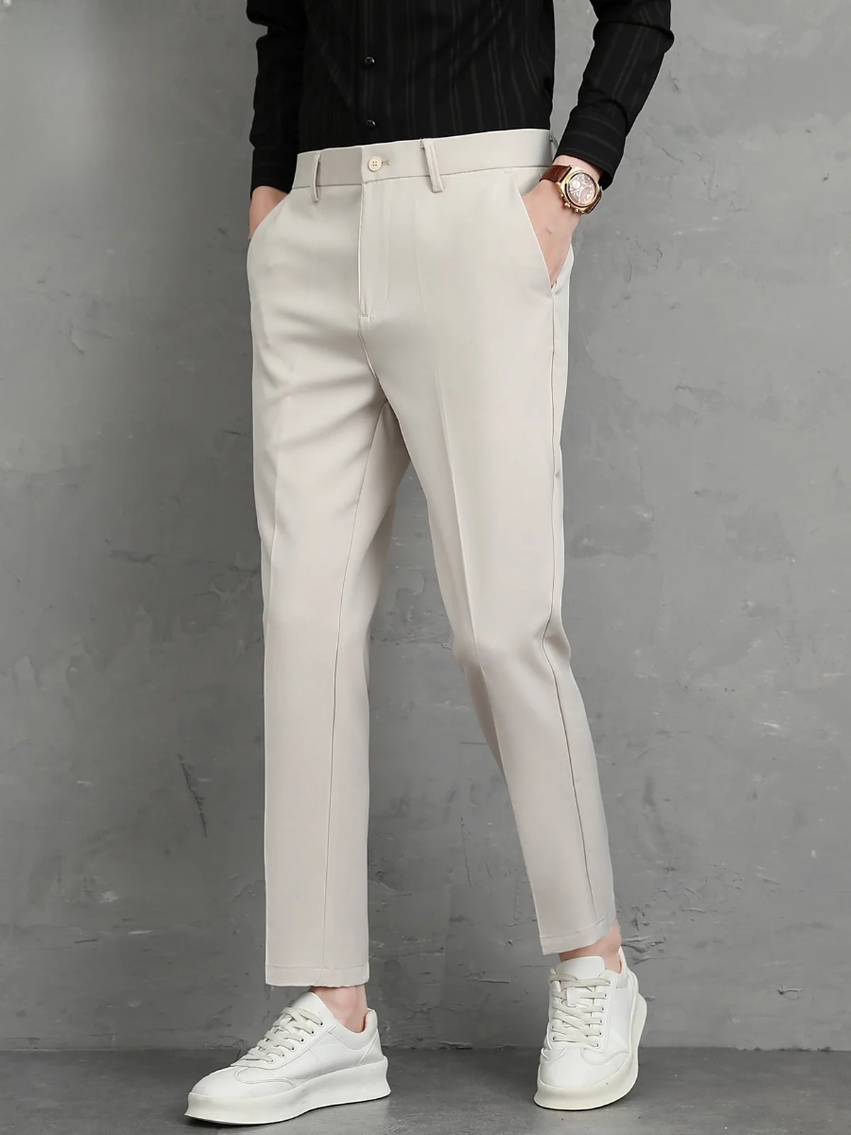 

Мужские повседневные брюки Весна 2026: Свободные, модные, драпированные, прямого кроя, для молодежи, в деловом стиле